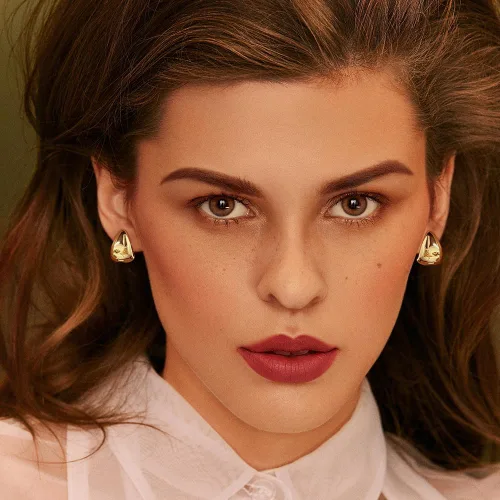 Miniatura 2 de Aretes de aro chapados en oro de 14 quilates, pequeños aros cuadrados para mujer, aretes minimalistas lindos para mujeres y niñas, regalo de oro