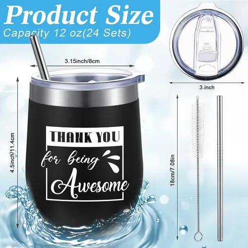 Miniatura 2 de Sieral Regalos de Agradecimiento "Thank You for Being Awesome" Vaso de Vino Aislado para Empleados Regalos de Apreciación para Mujeres, Hombres