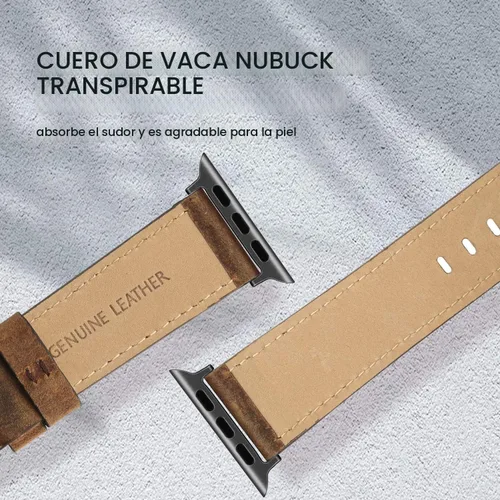 Miniatura 4 de EDIMENS Correas de cuero compatibles con Apple Watch de 1.81 pulgadas, 1.77 pulgadas, 1.73 pulgadas, 1.65 pulgadas (serie 1, 2, 3) para hombres