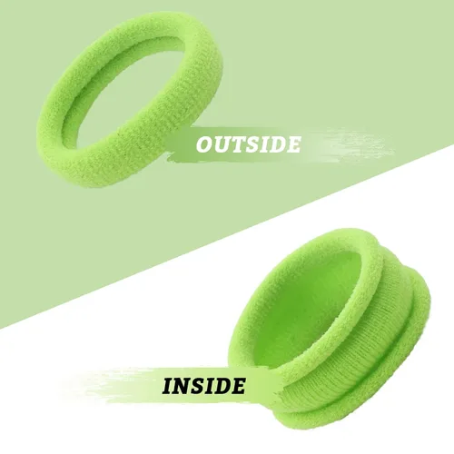 Miniatura 7 de Lawie Paquete de 200 bandas elásticas de tela de rizo de tejido grueso y colorido para coleta de cabello fino y rizado