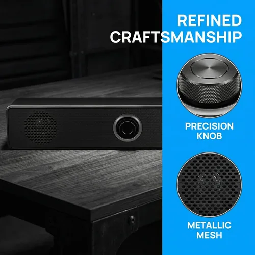 Miniatura 7 de HOMSFOU Sistema de barra de sonido 2.0 Altavoz estéreo de escritorio para TV PC Dispositivos móviles Barra de sonido compacta para el hogar