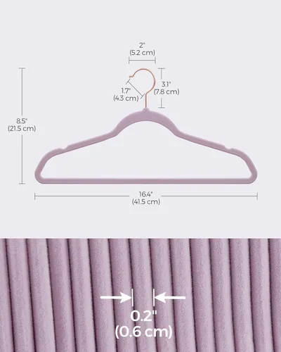Miniatura 7 de SONGMICS - Perchas de terciopelo delgadas, perchas antideslizantes para ropa con ganchos giratorios de oro rosa, ahorro de espacio, para armario