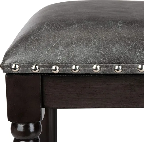 Miniatura 4 de Safavieh Couture Home Collection Preston - Taburete de bar de piel sintética gris y nogal gris de 30 pulgadas (juego de 2)