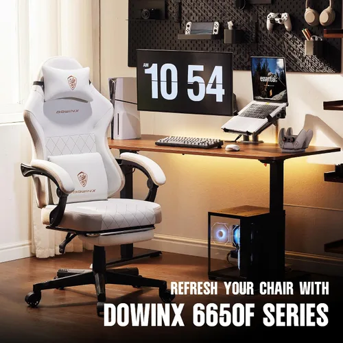 Miniatura 8 de Dowinx Silla de juegos con cojín de resorte de bolsillo, respaldo alto, silla giratoria ergonómica de 360° para juegos de oficina, soporte lumbar