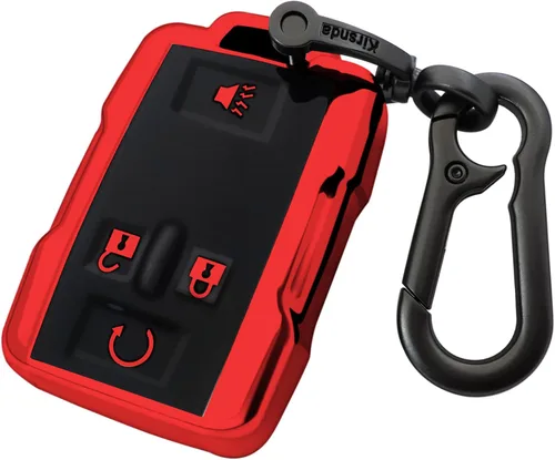 Miniatura 8 de Kirsnda Funda para llavero Chevrolet con hebilla de metal, carcasa de TPU suave para llave/piel, 4 botones para GMC chevy Colorado Silverado Azul