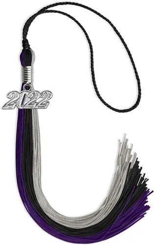 Miniatura 19 de Endea Graduation Borla de triple color con gota de fecha plateada (negro/dorado/granate, 2020)