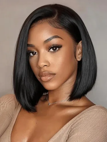 Miniatura 16 de UNICE Yaki Peluca Bob Recta de Cabello Humano con Cordón Adiós Nudos Sin Pegamento 7x5 Pelucas Frontales de Encaje de Cabello Humano Pre Desplumadas