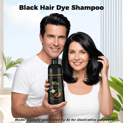 Miniatura 2 de JUANCHI - Champú negro 3 en 1, champú negro para cobertura de canas, color de cabello para mujeres y hombres, de larga duración, 16.9 fl oz