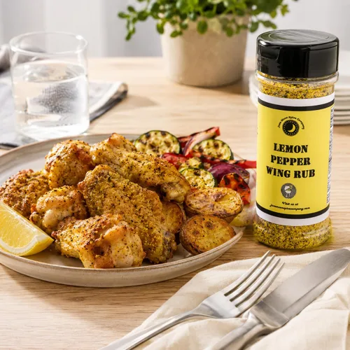 Miniatura 6 de Premium Condimento de alitas de pollo con limón y pimienta Polvo seco Agitador grande Sin calorías Sin grasa Sin grasa saturada Sin