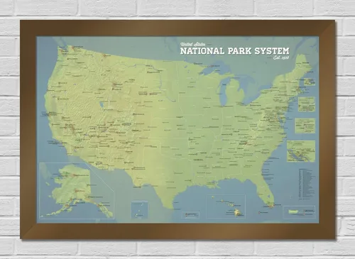 Miniatura 9 de Mapa de unidades del Sistema de Parques Nacionales de Estados Unidos 24x36 (Tierra Natural)
