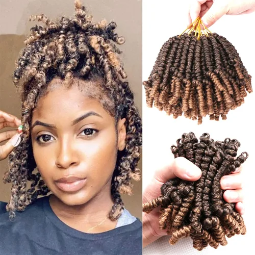 Miniatura 18 de 8 paquetes de cabello corto Bob Spring Twist de ganchillo para niños de 6 pulgadas, cabello de ganchillo pretrenzado estilo Passion Twist para T27#
