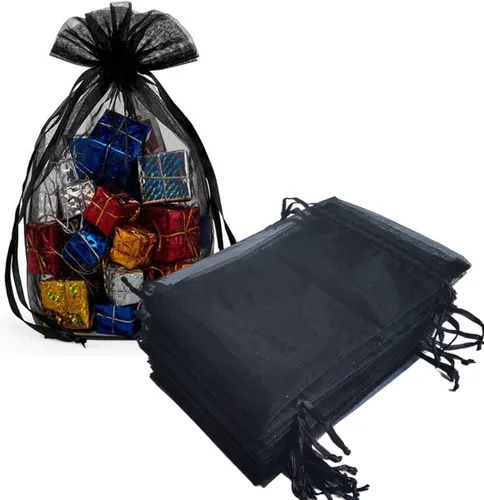Miniatura 35 de Paquete de 50 bolsas de organza de regalo con cordón verde de 4 x 6 pulgadas para baby shower, Navidad, cumpleaños de bebé, recuerdo de fiesta