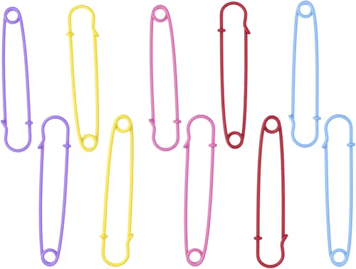 Miniatura 4 de Outus Pasadores de seguridad de acero para manta, 4 pulgadas, extra grandes, 5 colores, 10 piezas