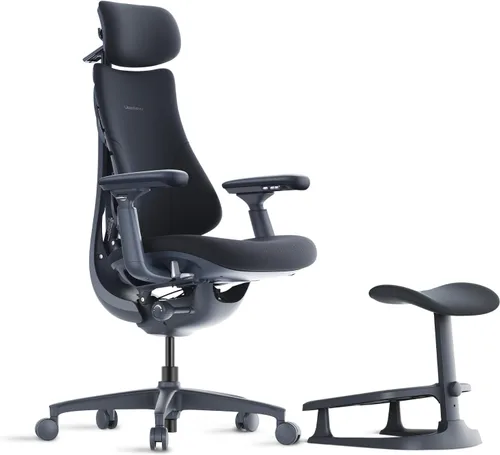 Miniatura 15 de LiberNovo Silla de oficina ergonómica dinámica con reposapiés StepSync, silla de escritorio con soporte lumbar adaptativo, reclinación de 160°