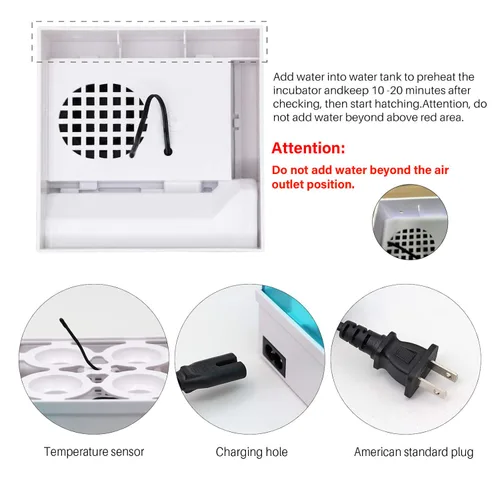 Miniatura 5 de Incubadora de huevos digital con eclosión de huevos pequeña casa con control de temperatura automático digital máquina profesional de incubación