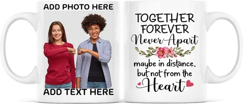 Miniatura 23 de Taza de café con texto en inglés "Because Of You I Laugh", regalo para mujeres, mejores amigas, mejores amigas, tazas personalizadas de amistad