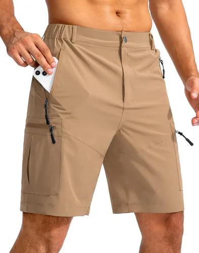 Pudolla Pantalones cortos tipo cargo de senderismo para hombre de 9 pulgadas, ligeros, para trabajo, al aire libre, viajes, golf, campamento,