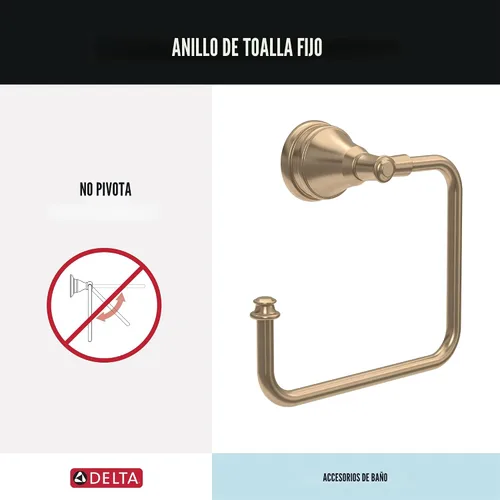 Miniatura 2 de Delta Mylan MYN64-CZ - Juego de 4 toallas de baño de bronce champán de 18 pulgadas, soporte para papel higiénico, soporte para toallas de mano