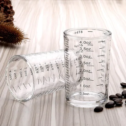 Miniatura 6 de BCnmviku Vaso medidor, vaso de chupito, 4 onzas/4.1 fl oz, líquido pesado, vaso de vidrio de alta expreso, línea negra (1, negro)