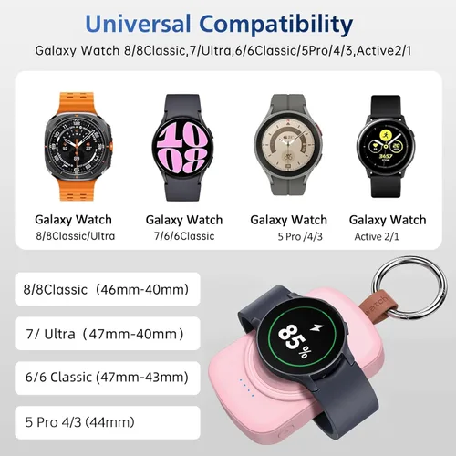 Miniatura 2 de Cargador portátil para Samsung Galaxy Watch, 1800 mAh para Samsung Galaxy Watch 7/Ultra/6/6 Classic/5/5 Pro/4/3, Active 2/1, magnético inalámbrico