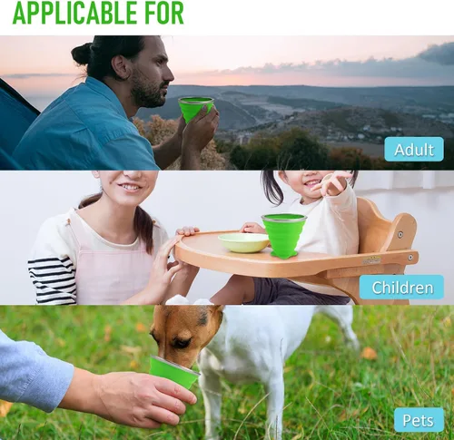 Miniatura 6 de JBER Taza de viaje plegable de silicona, taza de camping plegable de silicona con tapas, taza de bebida expandible para senderismo al aire libre