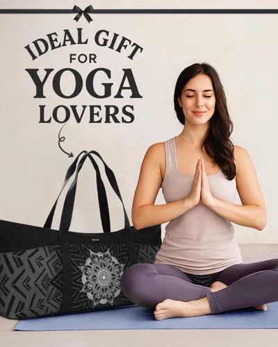 Miniatura 7 de Gonex Bolsa para esterilla de yoga, bolsa de gimnasio de lona extra con cremallera de metal impermeable, se adapta a tapetes y bloques, elegante