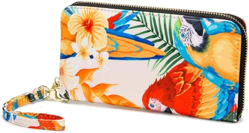 Miniatura 140 de Cartera de mano para mujer, estilo bohemio, con RFID, elegante, espaciosa con correa para viajes, capacidad para tarjetas, teléfono, dinero