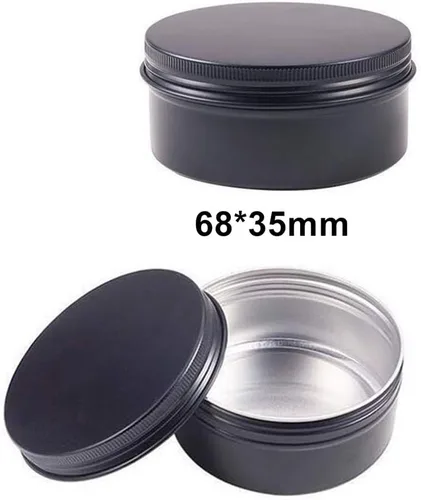 Miniatura 2 de Latas de aluminio negro con tapa redonda de rosca superior, tarros de lata de almacenamiento de metal, latas de aluminio para almacenamiento