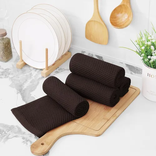 Miniatura 266 de Kitinjoy - Paños de cocina de 100 % algodón, tela de tejido gofrado, paño de limpieza ultrasuave, absorbente y de secado rápido. Beige