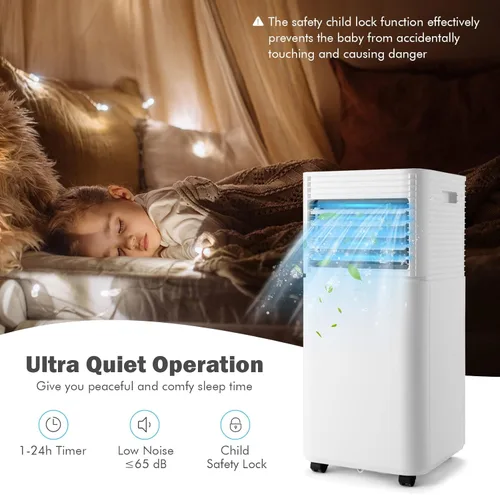 Miniatura 8 de PETSITE Aire acondicionado portátil, unidad de enfriamiento de CA de 8000 BTU para habitación, unidad de CA 3 en 1 con enfriador de aire, ventilador