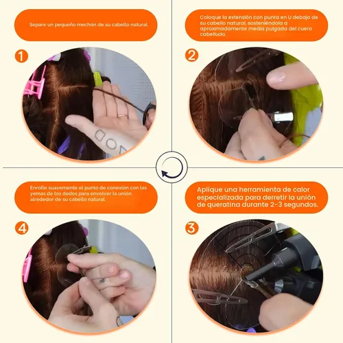 Miniatura 7 de Full Shine - Extensiones de cabello humano con punta en U, de 14 pulgadas, estilo balayage, color 3 con decoloración a rubio claro 8 y 22