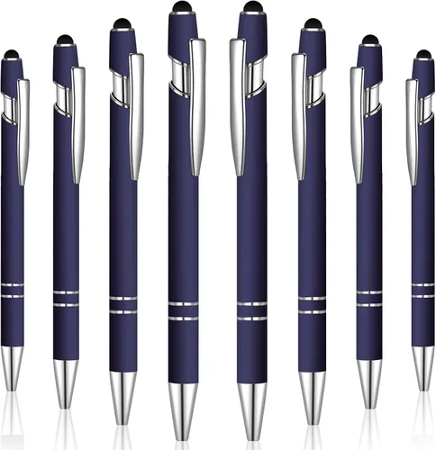 Miniatura 13 de 8 Pieces Ballpoint Pen with Stylus Tip Black Ink 2 in 1 Stylus Metal 1.0 mm Medium Point Smooth Pen Rainbow Colorful Rubberized Ballpoint for Touch