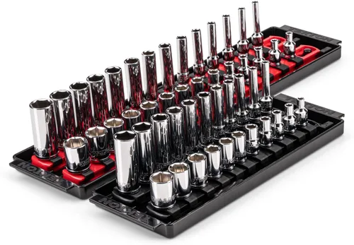 Miniatura 12 de TEKTON Juego de llaves de vaso de 6 puntos poco profundas de 1/4 pulgadas con riel, 11 piezas (5/32 - 9/16 pulgadas) SHD90101