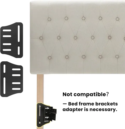 Miniatura 7 de Kingfun Cabeceras con diseño moderno de botones, cabecera de cama tapizada y acolchada de tela de lino premium, cabecera de madera maciza ajustable
