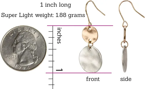 Miniatura 3 de Paquete de 2 aretes ligeros con disco bohemio para mujer