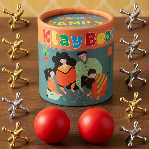 Miniatura 7 de Juego de Jacks con Pelota, Juego Retro Vintage de Jax para Niños y Adultos, Juegos de Mesa Clásicos con 10 Jacks de Metal y 2 Pelotas de Goma Rojas