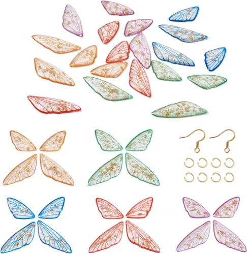 Miniatura 20 de Craftdady Colgantes de Resina de Alas de Mariposa y Alas de Hada - Lindos Colgantes Colgantes de Animales y Dijes de Hongos - Dijes Degradados