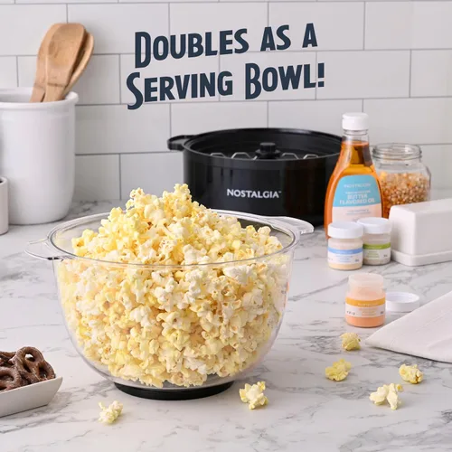 Miniatura 6 de Nostalgia - Máquina de palomitas con mezclador antiadherente para 24 tazas de palomitas estilo teatro con aceite caliente - Tapa de doble uso y Negro