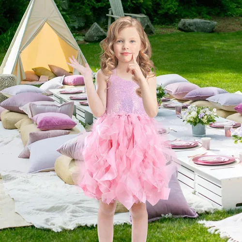 Miniatura 9 de Vestido tutú para niñas, vestido de tul con lentejuelas, vestido de princesa para niñas pequeñas, disfraz de fiesta de cumpleaños brillante