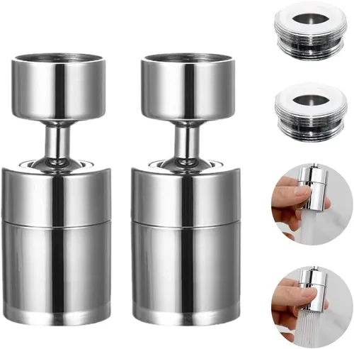 Miniatura 9 de Aireador de grifo giratorio de 360 grados, doble función de ahorro de agua de ángulo grande de 2 flujos, con pieza de repuesto de grifo de junta