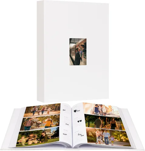 Miniatura 9 de Aevdor - Álbum de fotos de 4 x 6 con capacidad para 360 fotos, cubierta de cuero con áreas de notas para fotos de graduación, bodas, niños, familia