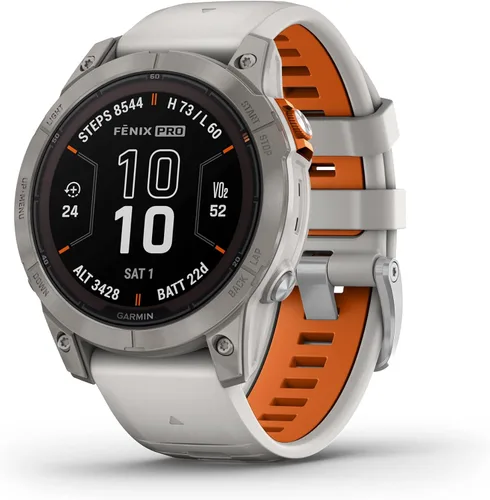 Miniatura 8 de Garmin fēnix 7X Pro Sapphire Solar, reloj inteligente GPS multideportivo, linterna integrada, capacidad de carga solar, gris niebla/naranja brasa
