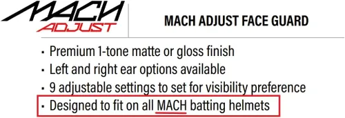 Miniatura 2 de Rawlings Protector Facial MACH Ajustable Pieza de Extensión Ajustable Se adapta a Cascos de la Serie Mach Brillo Opciones LHB y RHB