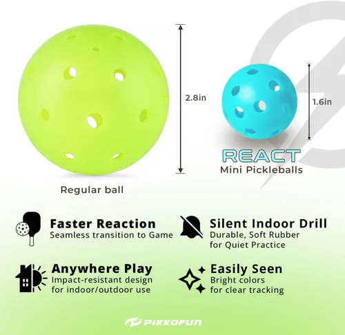 Miniatura 3 de PIKKOFUN React Mini Pickleball Balls - 5 Pack Quiet Training Balls for Improve Hand Speed, Paddle Control and Accuracy