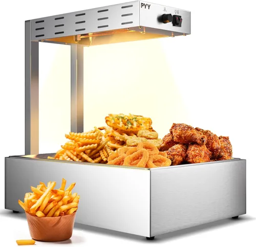 Miniatura 17 de PYY Calentador de papas fritas - Lámpara de calor comercial para calentar alimentos Luz de calentamiento de 122°F Estación de descarga de papas