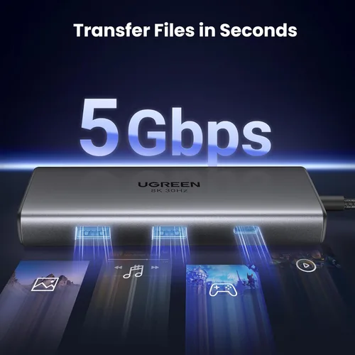 Miniatura 7 de UGREEN Estación de acoplamiento USB C 6 en 1, concentrador USB C con monitor dual 4K a 60Hz, solo 8K a 30Hz, entrega de energía de 100W, puertos