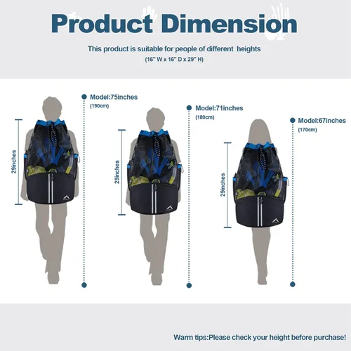 Miniatura 3 de GoHimal Scuba Diving Bag, XL Mesh Backpack for Scuba Diving and Snorkeling Gear & Equipment, Holds Mask, Fins, Snorkel