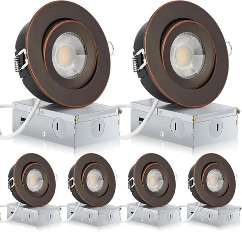 Miniatura 9 de KnLnny Ware Luces empotradas con cardán negras de 4 pulgadas con luz nocturna, paquete de 6, luces empotradas con cardán sin carcasa con caja