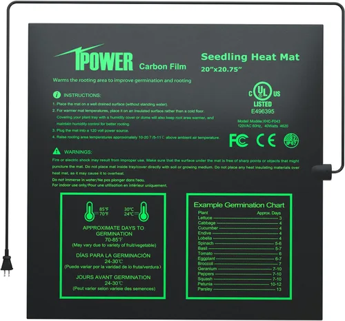 Miniatura 18 de iPower Tapete térmico de siembra de 10 x 20.75 pulgadas con película de carbono mejorada, almohadilla de inicio de germinación de plantas