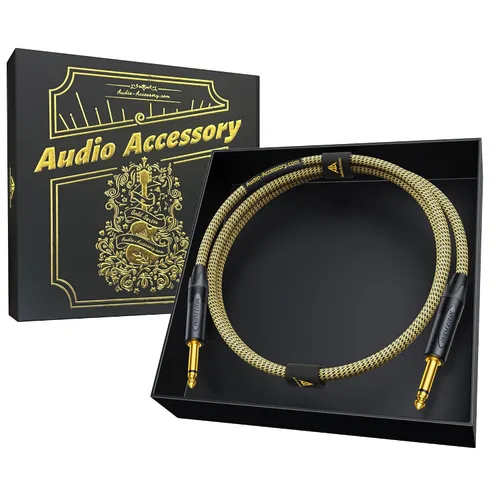 Miniatura 51 de Cable de guitarra de 1.5 pies, paquete de 2 unidades, nailon trenzado anti-torceduras reforzado con Kevlar, conector Neutrik REAN, calibre 20